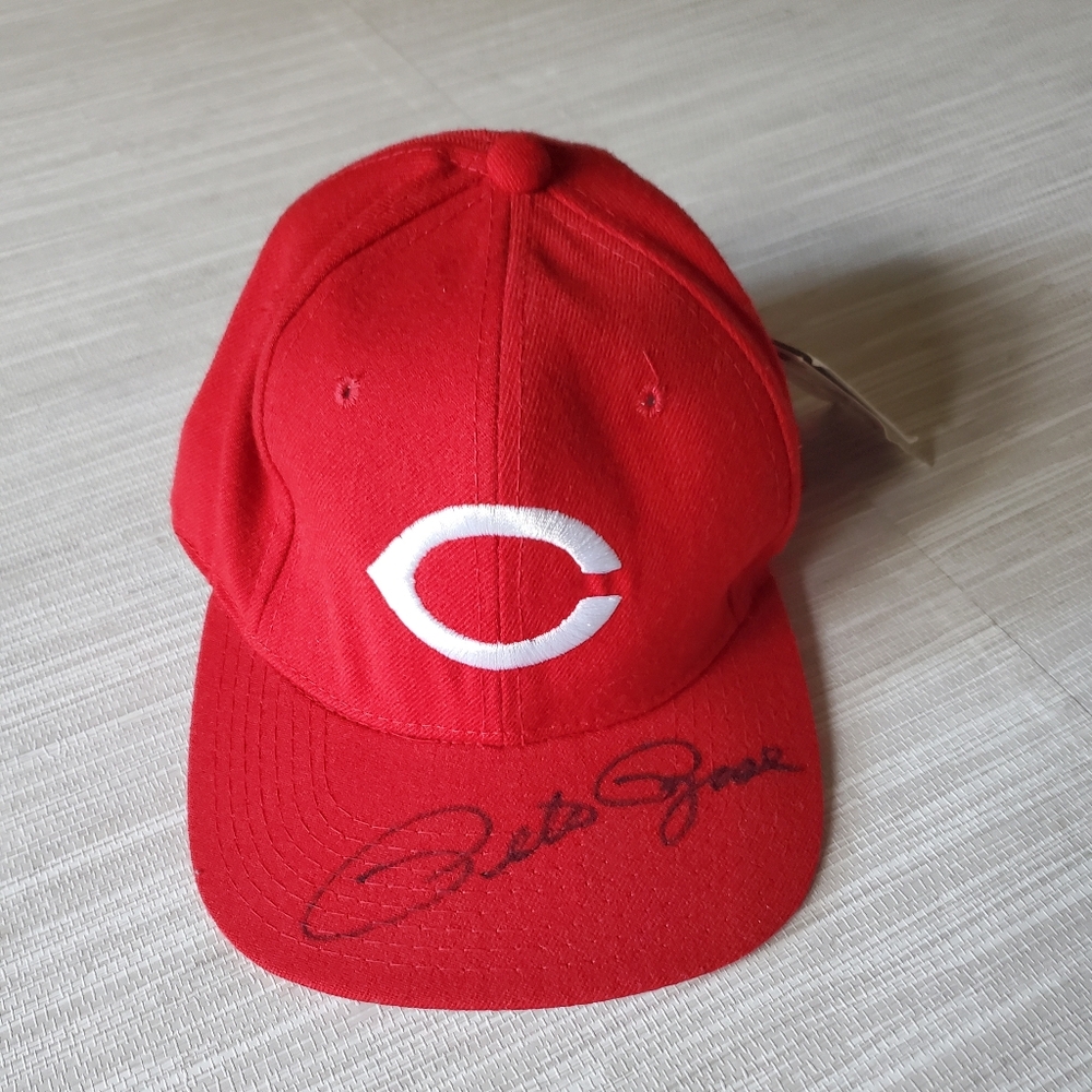 NWT Vintage Cincinnati Reds MLB Fitted Pete Rose Autographed Hat New Old Stock